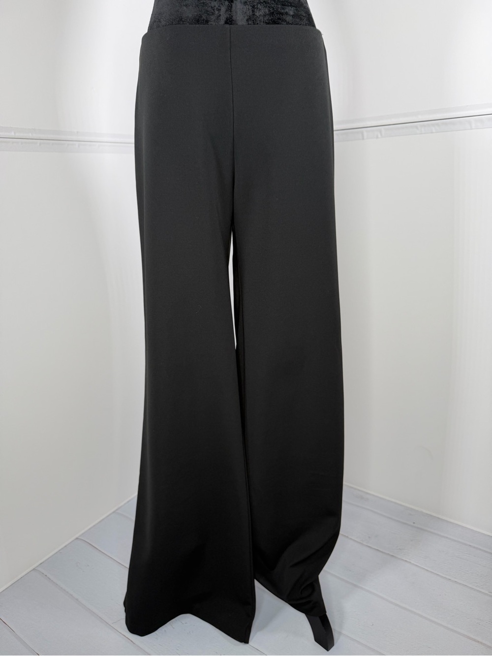Express Black Wide Leg Pants Size Medium Long High Rise Pull On Stretch